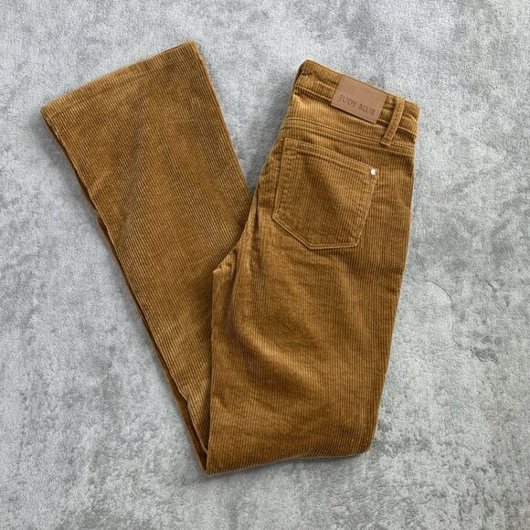 Judy Blue Corduroy Pants Women 26x31” Brown Bootcut Stretch Retro Y2K Soft Boho - Picture 1 of 15